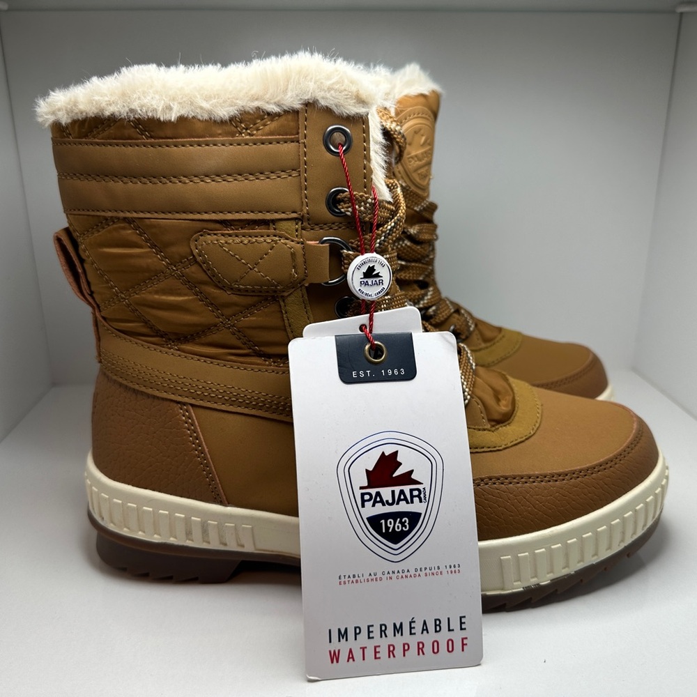Pajar Canada waterproof winter boots faux fur lined tan Size US 6-6.5